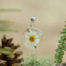 White Mexican Flowers Small Round Pendant