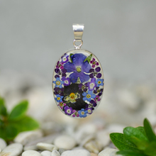 Purple Mexican Flowers Medium Oval Pendant