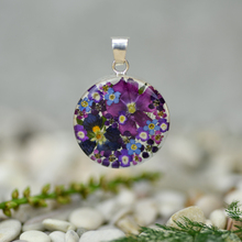 Purple Mexican Flowers Medium Round Pendant