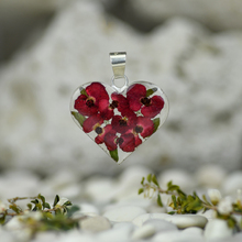 Red Mexican Flowers Medium Heart Pendant
