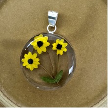 Yellow Mexican Sunflowers Medium Round Pendant