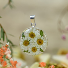 White Mexican Flowers Medium Round Pendant