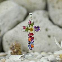 Garden Mexican Flowers Large Cross Pendant