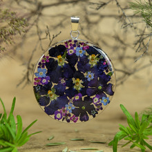 Purple Mexican Flowers Large Oval Pendant