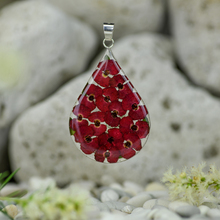 Red Mexican Flowers Large Drop Pendant