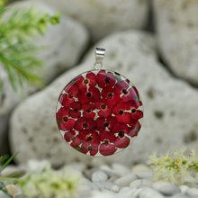 Red Mexican Flowers Large Round Pendant