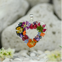 Garden Heart Mexican Flowers Large Cut-Out Pendant