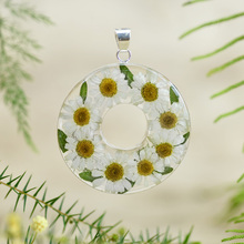 White Mexican Flowers Large Donut Pendant