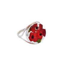Red Mexican Flowers Round Ring Size - 6