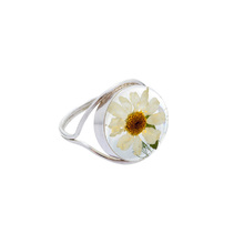 White Mexican Flowers Round Ring Size - 6