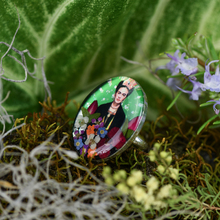 Frida Kahlo Mexican Flowers Green Ring - Adjustable