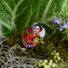 Frida Kahlo Mexican Flowers Orange Scarf Ring - Adjustable