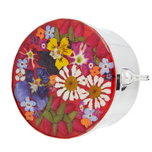 Red Mexican Flowers Large Round Pill Box