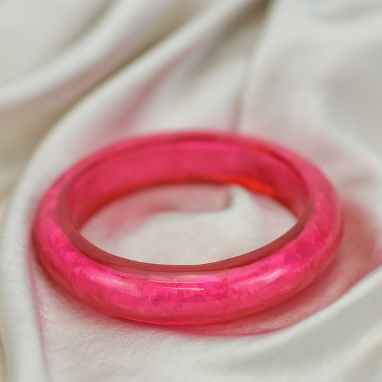 Hot Pink Resin on Foil Bangle