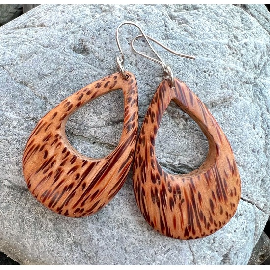 Natural Coconut Palmwood Cut Out Drop Earrings