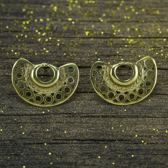 Colima Half Moon Precolombino Gold Earrings
