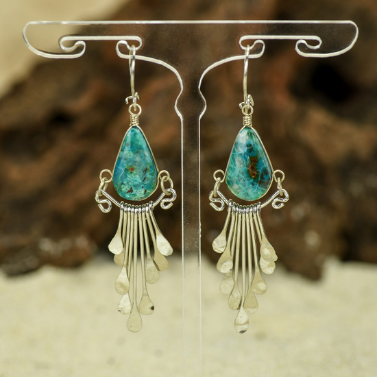 Chrysocolla with AlpacaInca Earrings