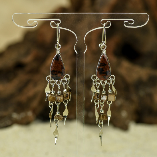 Caramelo Stone with Alpaca Inca Earrings