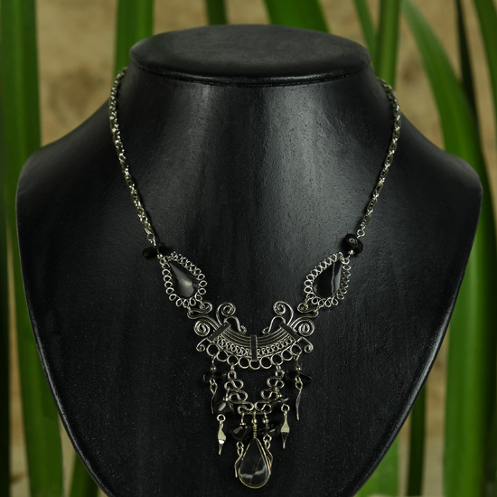 Black Onyx with Alpaca Inca Necklace