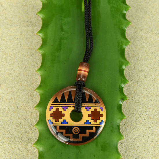 Hand painted Brown / Yellow Ceramic Inca Necklace