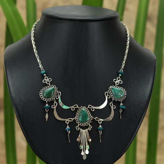 Peruvian Chrysocolla with Alpaca Necklace