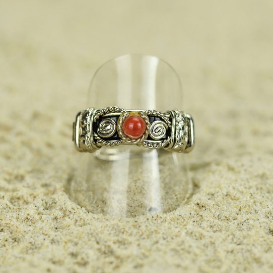 Carnelian and Alpaca Inca Ring