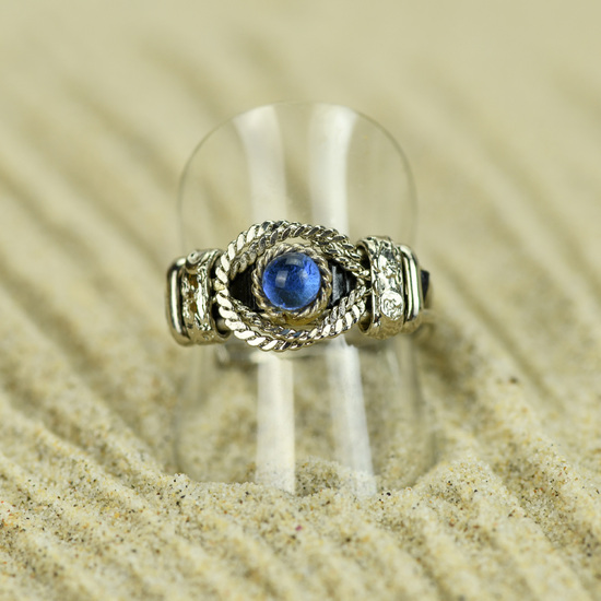 Blue Stone and Alpaca Inca Ring