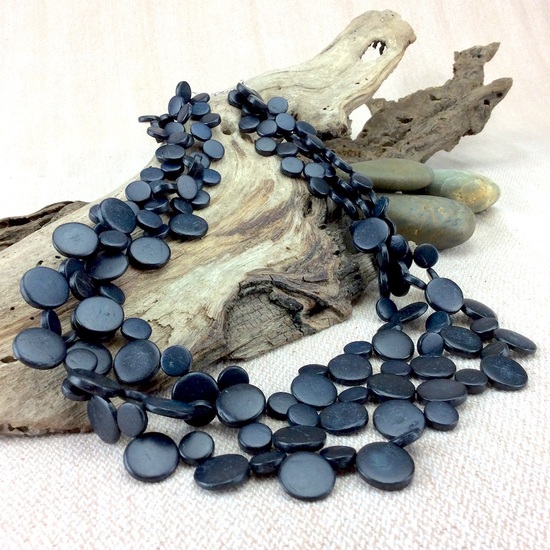 Black Smarties 3 Strand Coconut Shell Necklace