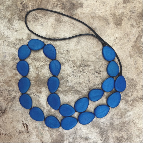 Denim Blue Stephanie Flat Drops Long Necklace