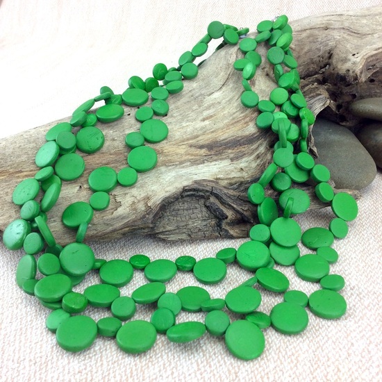 Jungle Green Smarties 3 Strand Coconut Shell Necklace