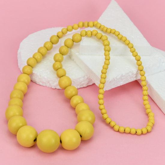 Sunshine Yellow Lola Long Wooden Necklace