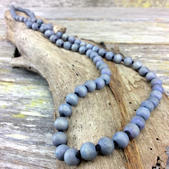 Shady Grey Single Lady Long Wooden Necklace