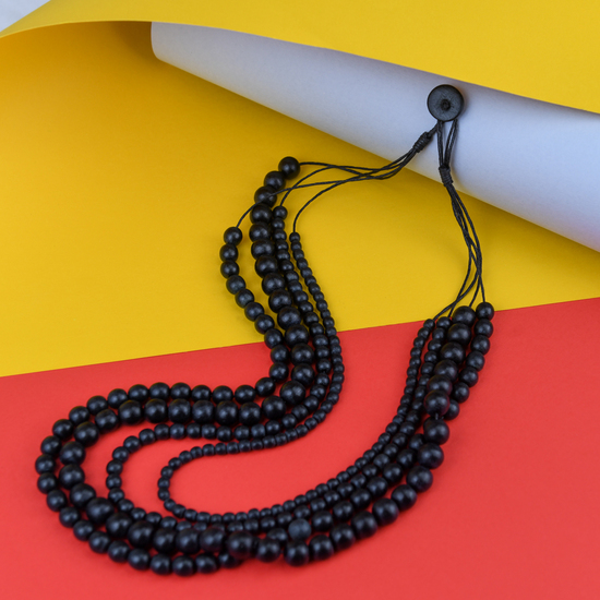 Black Bella Four Strand Wooden Necklace
