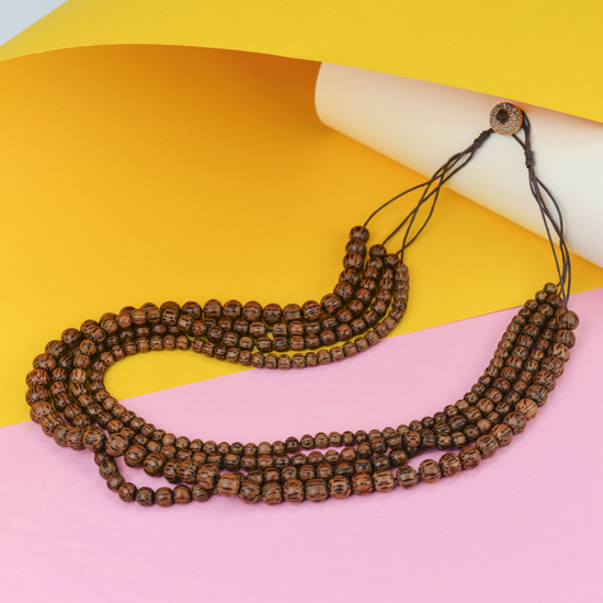Dark Coconut Palmwood Bella Four Strand Necklace