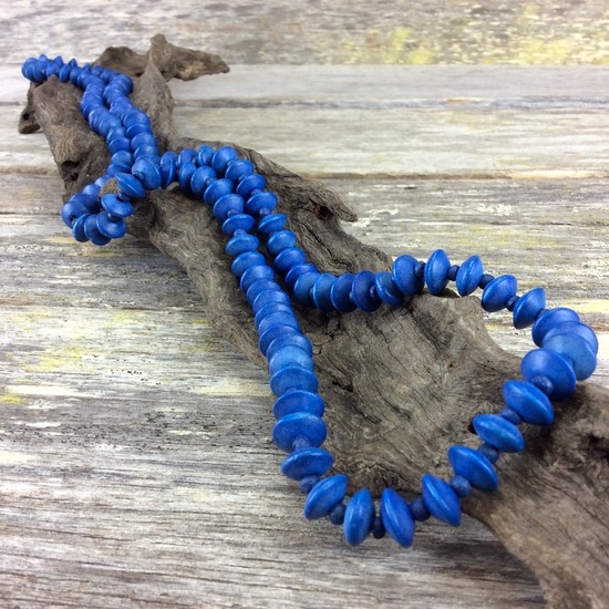 Lapis Blue Journey Beads Long Wooden Necklace