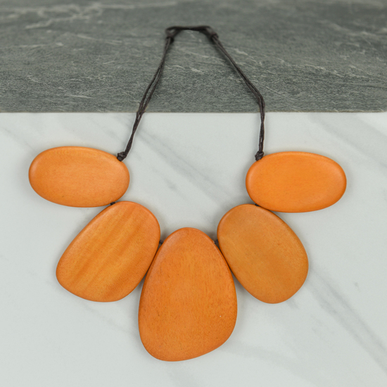 Turmeric Xena Short Wooden Shapes Necklace