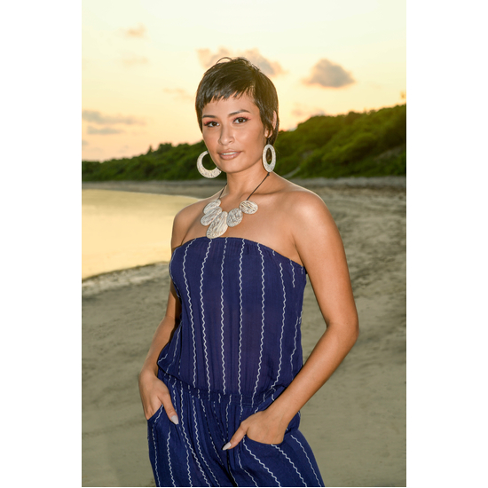 Castaway Xena and Hoop Look - White Coconut Palm Wood Jewellery Set