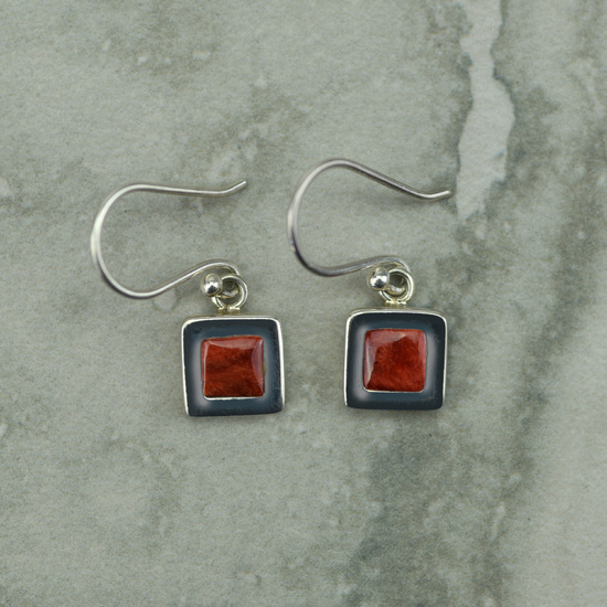 Peruvian Silver Earrings with Spondylus