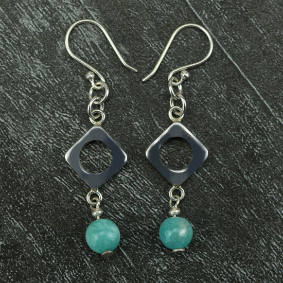Peruvian Silver Earrings with Opalo Andino Beads