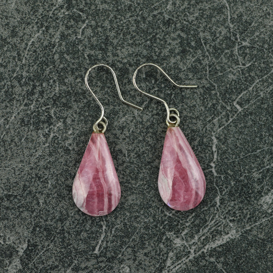 Rodocrosita Drop Earrings in Silver