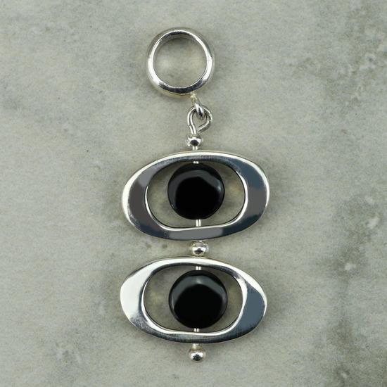 Peruvian Silver Pendant with Black Onyx Beads