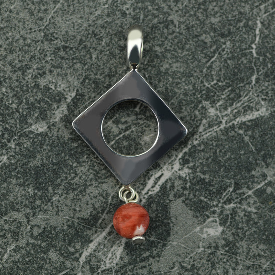 Peruvian Silver Pendant with Spondylus Bead