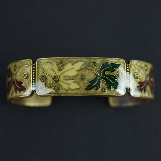 Autumn Leaves Spanish Enamel Bronze Cuff