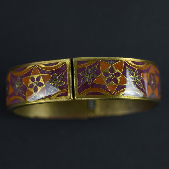 Casablanca Spanish Enamel Hinged Bronze Cuff