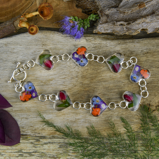Garden Mexican Flowers Heart Bracelet