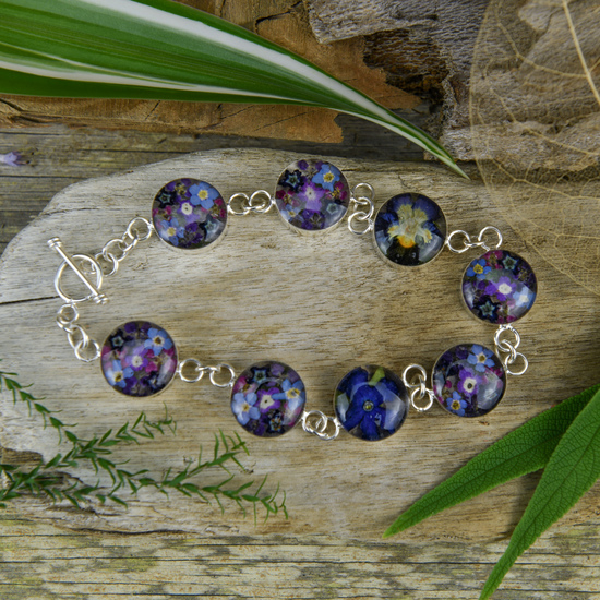 Purple Mexican Flowers Round Bracelet