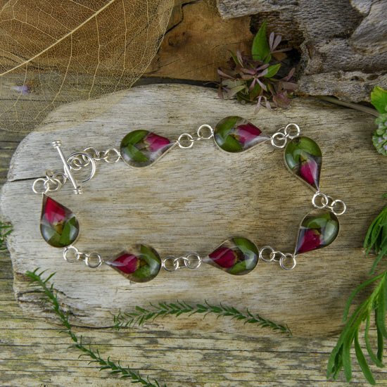 Single Rose Mexican Flowers Drop Bracelet