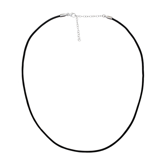 Leather Necklace with Silver Lock and Chain 42 cm 
