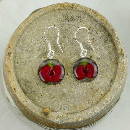 Red Mexican Flowers Round Flower Earrings