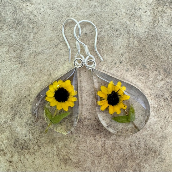 Yellow Mexican Sunflowers Drop Medium Hook Earrings